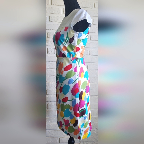 NWT Ports International Floral Tulip Dress White, Pink, Red, Blue Retro Size 6 - Picture 6 of 12